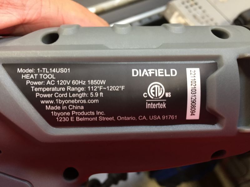 Photo 4 of 1850W Heat Gun Variable Temperature Settings 112?~1202??44?- 650??, DIAFIELD Fast Heat Hot Air Gun, Durable& Overload Protection, with 4 Nozzels for Shrink Wrap,Vinyl, Crafts, Epoxy Resin
