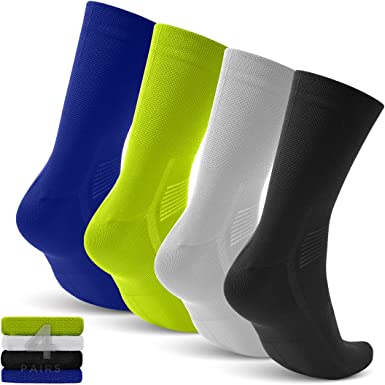 Photo 1 of Fort Isle 4 Pairs Cycling Socks for Men & Women -  Breathable Mountain Bike Socks Men | Mtb Socks Mens | Bicycle socks, SIZE UNKNOWN 