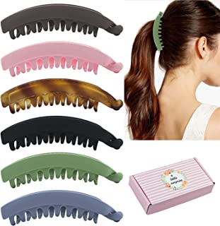 Photo 1 of 6 Pieces Large Banana Clips for Thin Hair 5.3 Inch Non-Slip for Medium Thick Hair Ponytail Holder Matte Banana Clip for Women Girls
