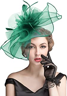 Photo 1 of ELLYDOOR Fascinator Hats for Women Wedding Tea Party Headband Church Derby Pillbox Hat Flower Feather Hair Clip
