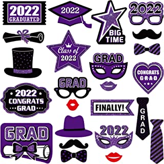 Photo 1 of 24 Pieces Class of 2022 Graduation Party Photo Booth Props Kit, Graduation Party Decorations for Graduation Party Favors Supplies (Purple)
