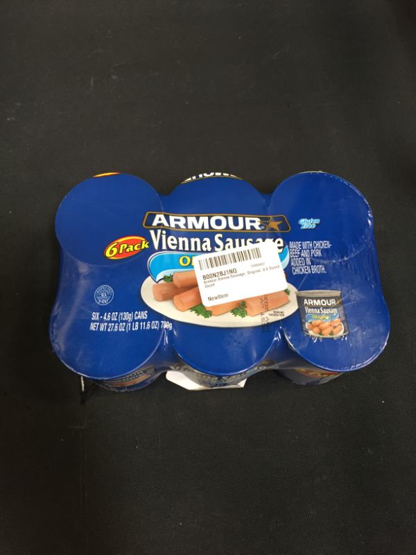 Photo 1 of Armour Vienna Sausage, Original - 6 pack, 4.75 oz cans BEST BY MAY 2023