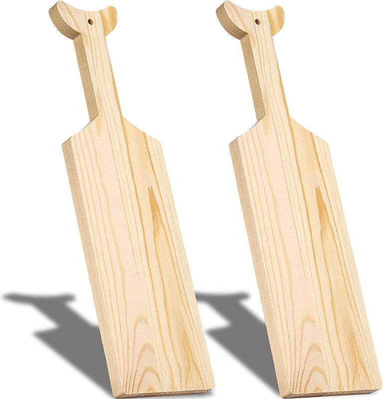 Photo 1 of ZOOFOX 2 Pack Unfinished Wooden Paddles, 17 Inch Greek Fraternity Paddles, Solid Pine Paddle for Sorority, Fraternity, Arts, Crafts and Home Decor, Fish-Shaped

