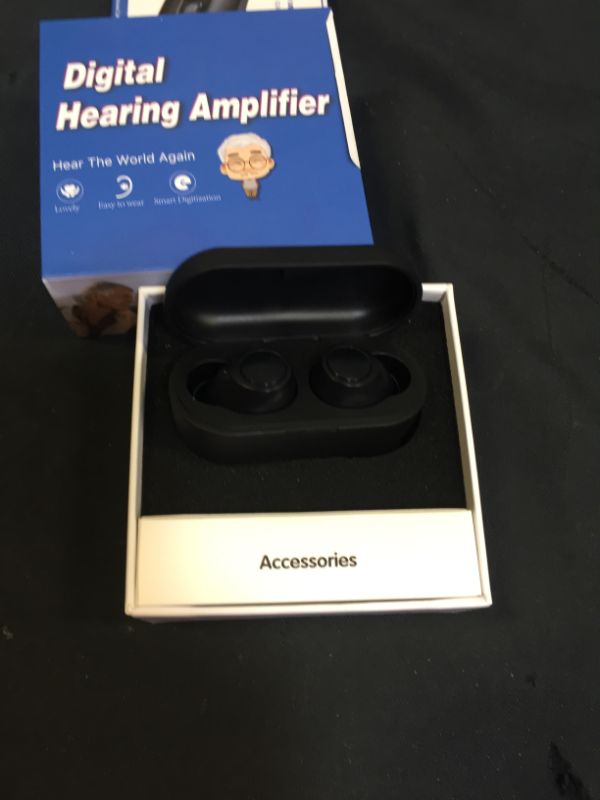 Photo 2 of Hearing Aids for Seniors Adults with Noise Cancelling, 1 Week Backup Power, Hearing Amplifiers/ aparatos auditivos, Mini Invisible Sound Amplifiers, Inner-Ear, 2-Pack with Charging Case
