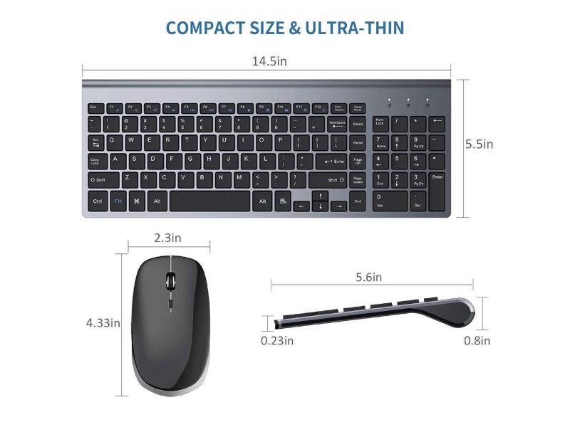 Photo 1 of FENIFOX Wireless Keyboard and Mouse,2.4G USB Ergonomic Silent Full-Size Compact for PC Laptop Mac iMac Windows (Black Grey)
