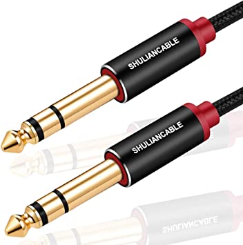 Photo 1 of SHULIANCABLE Guitar Instrument Cable, 6.35mm (1/4) TRS to 6.35mm (1/4) TRS Stereo Audio Cable for Electric Guitar,Mandolin, Bass, Amplifier, Keyboard, Mixing Desks (15Ft/5M) -- 2 PACK 
