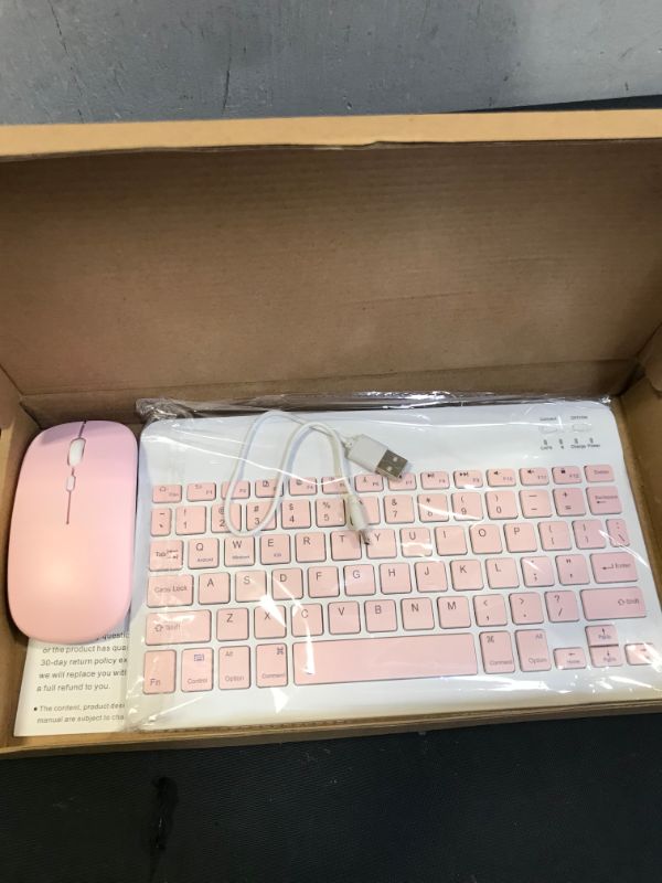 Photo 3 of Rechargeable Bluetooth Keyboard and Mouse Combo Ultra-Slim Portable Compact Wireless Mouse Keyboard Set for Android Windows Tablet Cell Phone iPhone iPad Pro Air Mini, iPad OS/iOS 13 and Above (Pink)
