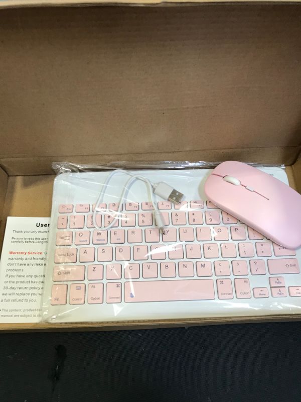 Photo 2 of Rechargeable Bluetooth Keyboard and Mouse Combo Ultra-Slim Portable Compact Wireless Mouse Keyboard Set for Android Windows Tablet Cell Phone iPhone iPad Pro Air Mini, iPad OS/iOS 13 and Above (Pink)
