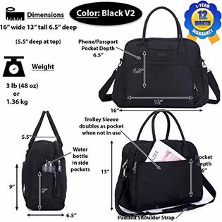 Photo 1 of Lily & Drew Carry On Weekender Overnight Travel Shoulder Bag For 15.6 Inch Laptop Computers For Women (Black V2)