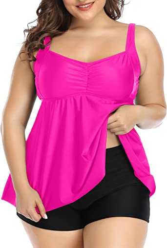 Photo 1 of Aqua Eve Plus Size Tankini Women 2 Pieces Swimsuits with Shorts Flowy Bathing Suits ---- XXL
