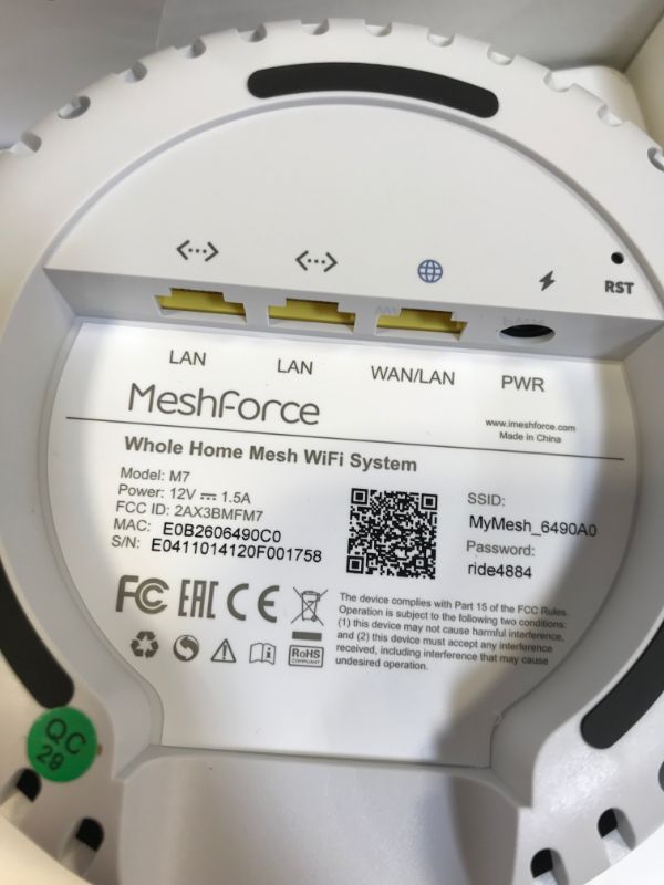 Photo 3 of Meshforce M7 Tri-Band Whole Home Mesh WiFi System (3 Pack) --- SEE PHOTOS / COULD NOT TEST 