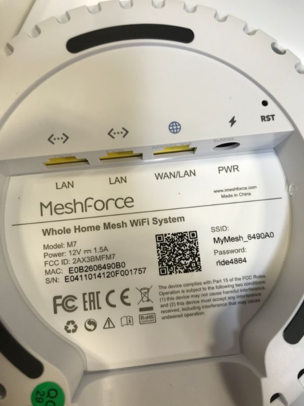 Photo 4 of Meshforce M7 Tri-Band Whole Home Mesh WiFi System (3 Pack) --- SEE PHOTOS / COULD NOT TEST 