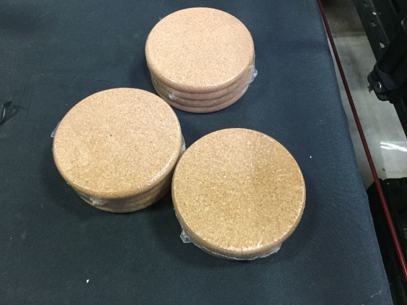 Photo 2 of 12 Cork Coasters Round Extra Thick Drink Coasters with Curved Edges 0.4" Thick 4" Diameter Wooden Coasters Bulk, Absorbent and Reusable Fit for Dining Tables Desks Bars
