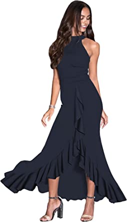 Photo 1 of DARK NAVY BLUE KOH KOH Womens Long Sleeveless Bridesmaid Evening Sexy Slit Tall Maxi Dress Gown size 2XL
