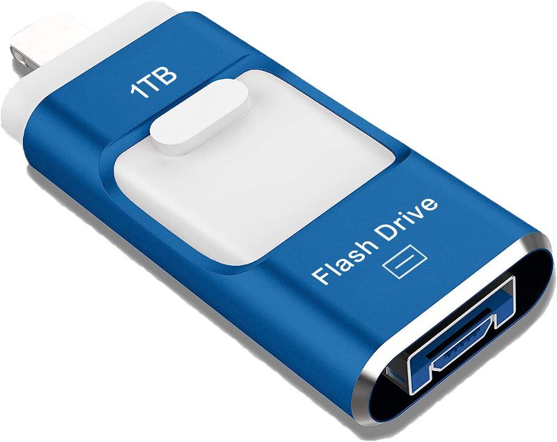 Photo 1 of USB Flash Drive 1TB, Sttarluk Photo Stick USB Pen Drive for iPhone/iPad External Storage Memory Stick Compatible with iPad/iPod/Mac/Android/PC (1TB Blue)
