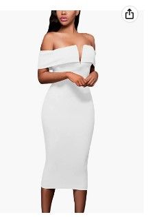 Photo 1 of Anloli Women Sexy Dress Off The Shoulder Elegant Split Midi Party Dress SIZE 2XL 