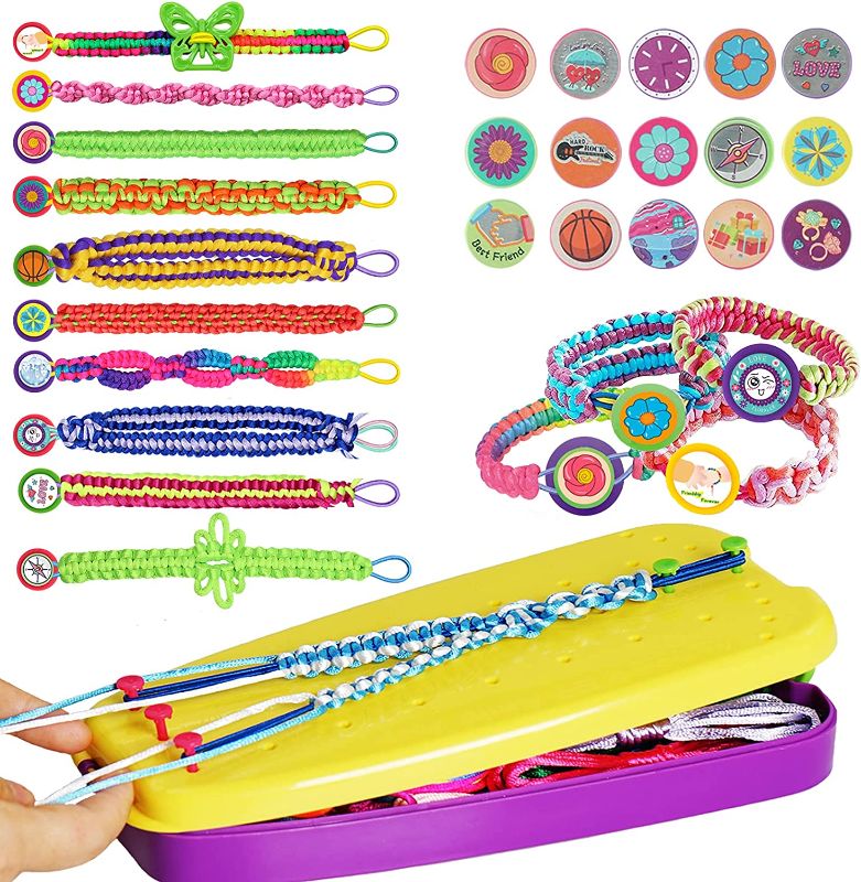 Photo 1 of Friendship Bracelet Making Kit Toys, Ages 6 7 8 9 10 11 12 Year Old Girls Gifts Ideas, Birthday Present for Teen Girl, Arts and Crafts String Maker Tool, Bracelet DIY, Kids Travel Activity Set
