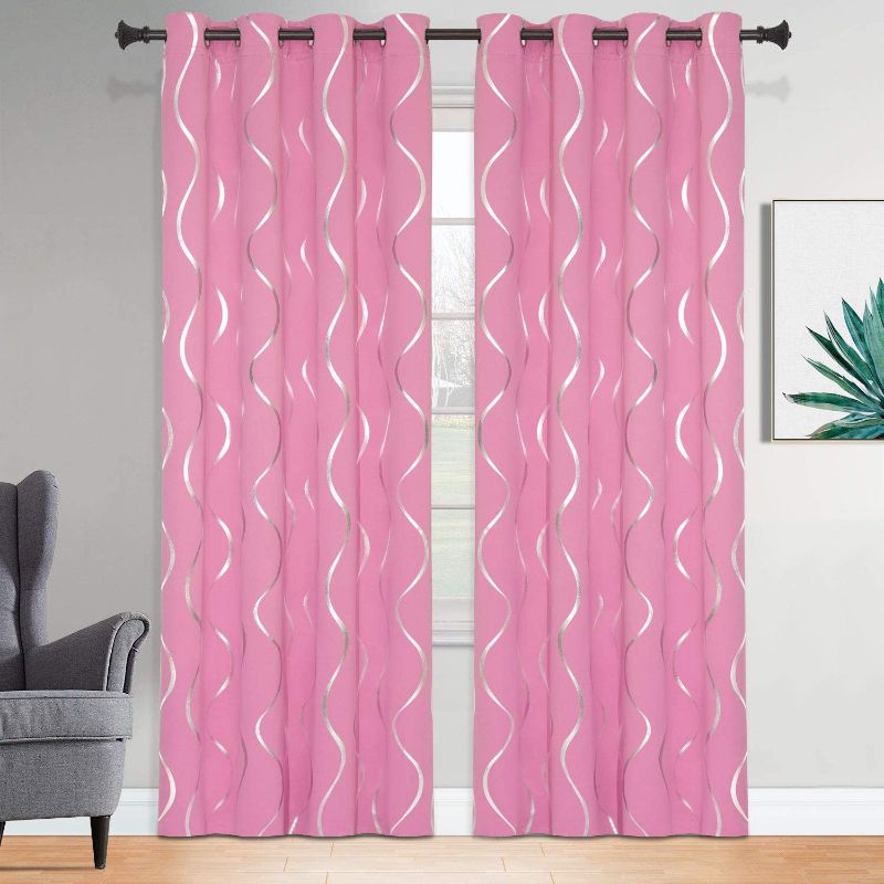 Photo 1 of Estelar Textiler Pink Thermal Insulated Blackout Curtains 72 Inch Long 2 Panels Set Bedroom Light Blocking Noise Reducing Window Shades for Nursery, 52W x 63L, 2 Panels