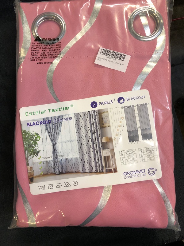 Photo 2 of Estelar Textiler Pink Thermal Insulated Blackout Curtains 72 Inch Long 2 Panels Set Bedroom Light Blocking Noise Reducing Window Shades for Nursery, 52W x 63L, 2 Panels