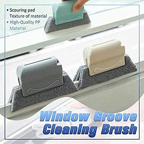 Photo 1 of 2 pack- Creative Window Groove Cleaning Brush, Door Kitchen Track Cleaning Tools, Fixed Brush Head Design Scouring Pad Material for Door, Window Slides and Gaps, Quickly Clean All Corners and Gaps 2 pieces (Beige)

