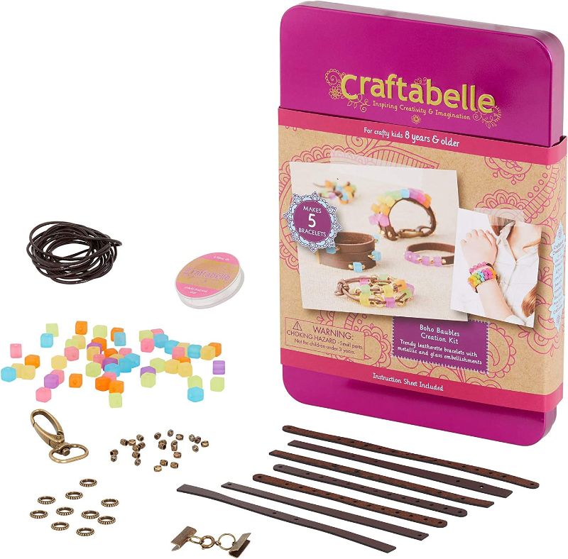 Photo 1 of 2 pack- Craftabelle – Boho Baubles Creation Kit – Bracelet Making Kit – 101pc Jewelry Set with Beads – DIY Jewelry Kits for Kids Aged 8 Years +
