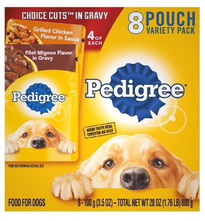 Photo 1 of 2 boxes- PEDIGREE CHOICE CUTS IN GRAVY Adult Soft Wet Meaty Dog Food Variety Pack, (8) 3.5 oz Pouches

