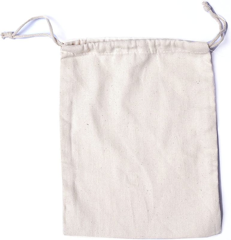 Photo 1 of 12x16" Reusable Eco friendly Cotton Double Drawstring Muslin Bags "premium quality" (Natural Color)-25 count pack
