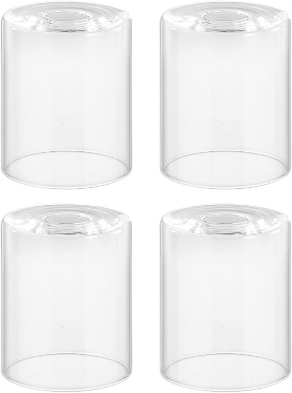 Photo 1 of 4 Pack Clear Glass Shade Light Fixture Replacement, 5.5inch High, 4.7inch Diameter, 1.65inch Fitter, High Transmittance Cylinder Glass Lamp Shade Cover for Pendant Lights Table lamp Chandeliers
