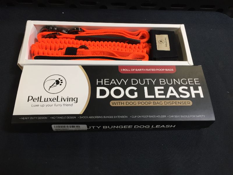 Photo 2 of Zero Shock Bungee Heavy Duty Dog Leashes for Large and Medium Breed Dogs. Doubles as a Car Seat Belt with a Bonus of a Stylish Poop Waste Holder
