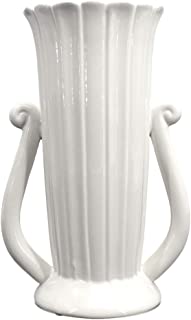 Photo 1 of Bicrops 11.8 Inch Modern White Ceramic Vases Double Handle Design for Home Office Wedding Ceremony (11.8 inch, White)
