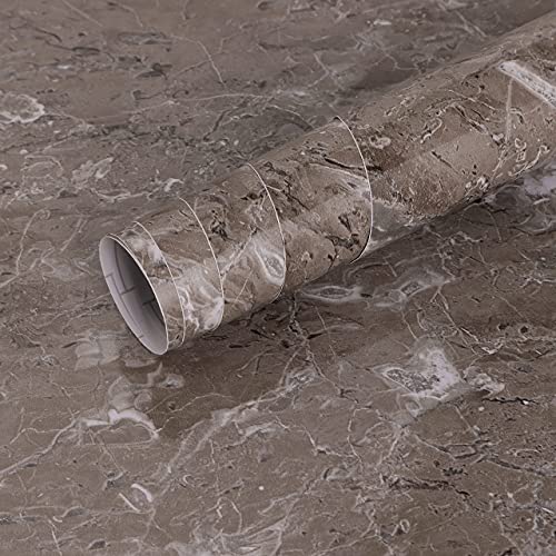 Photo 1 of Brown Marble Contact Paper for Countertops Waterproof 15.7”x78.8” Marble Wallpaper Peel and Stick Self Adhesive Removable Kitchen Countertop Contact Paper Wallpaper for Cabinets Desk Furniture