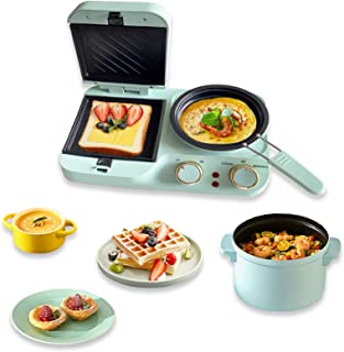 Photo 1 of Breakfast Station, 3 in 1 Breakfast Station, Retro Household Breakfast Maker, Electric Mini Toaster Bread Breakfast Sandwich Maker, Breakfast Machine with Frying Pan, Boiling Pot, Food Steamer
(item is used, but looks new, damage to packaging)