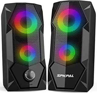 Photo 1 of SPKPAL Computer Speakers RGB Gaming Speakers for PC 2.0 Wired USB Powered Stereo Volume Control Dual Channel Multimedia AUX 3.5mm for Laptop Desktop Monitors,10W
