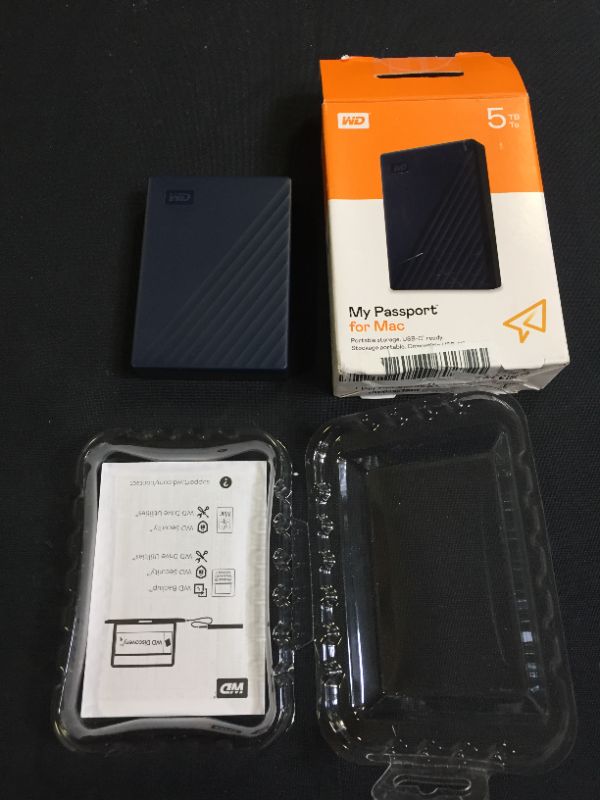 Photo 1 of WD 5TB My Passport for Mac Portable External Hard Drive HDD, USB-C and USB-A Compatible, Blue WX92DB19DJ7K