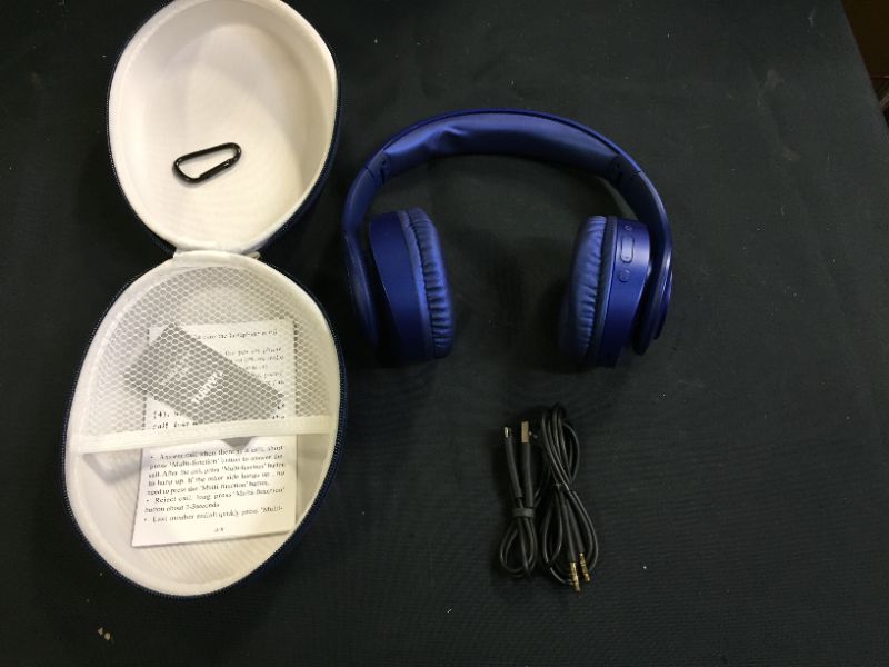 Photo 2 of Bluetooth Headphones Wireless,TUINYO Over Ear Stereo Wireless Headset 40H Playtime with deep bass, Soft Memory-Protein Earmuffs, Built-in Mic Wired Mode PC/Cell Phones/TV-Dark Blue
