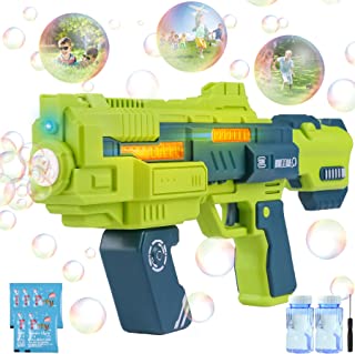 Photo 1 of Bubble Gun for Kids, Automatic Bubble Machine Blower Maker with Light and Music, Summer Toy, Birthday Gifts, Outdoors Toys for Boys Girls Include Bubble Refill Solution and Lanyard
