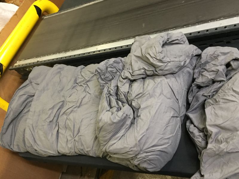 Photo 2 of Andency Dark Grey Pinch Pleat Comforter King(104x90Inch), 3 Piece(1 Pintuck Comforter, 2 Pillowcases) Gray Pintuck Microfiber Soft Down Alternative Comforter Bedding Set
