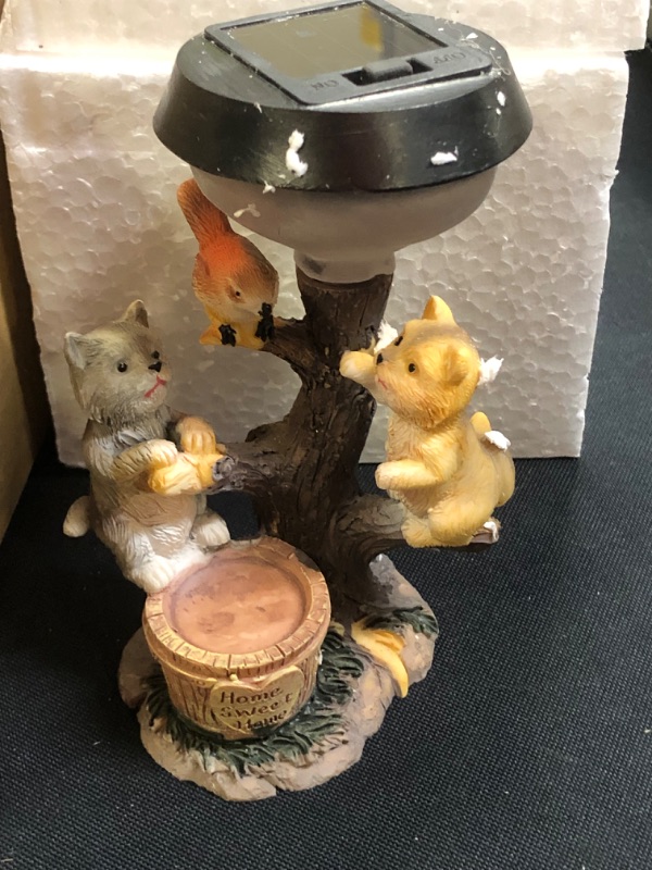 Photo 2 of Cat and Bird Garden Statues with Solar Light, Sign with Sweet Home Bonsai Tree Resin Garden Gnomes, Funny Garden Sculptures & Statues for Patio, Lawn, Yard, Outdoor Decorations, Easter Garden Gifts
