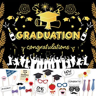 Photo 1 of (2)2022 Graduation Banner Party Supplies Photo Backdrop, Congrats Grad Photography Background Hanging Banner 7x5