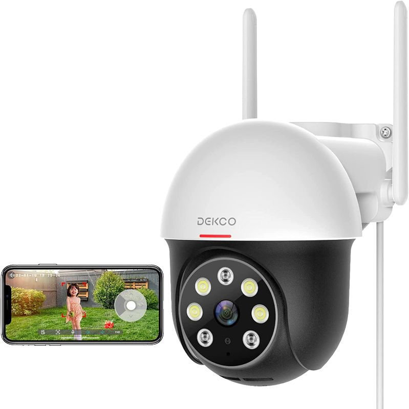 Photo 1 of 2K Security Camera Outdoor, DEKCO WiFi Surveillance & Security Camera Pan & Tilt 360° View, 3MP Home Security Camera with Motion Detection Auto Tracking Smart Alerts, 2-Way Audio, IP66 Weatherproof