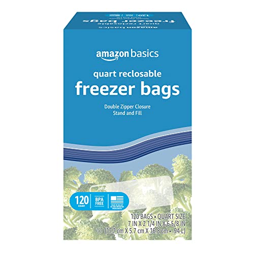 Photo 1 of Amazon Basics Freezer Quart Bags, 120 Count