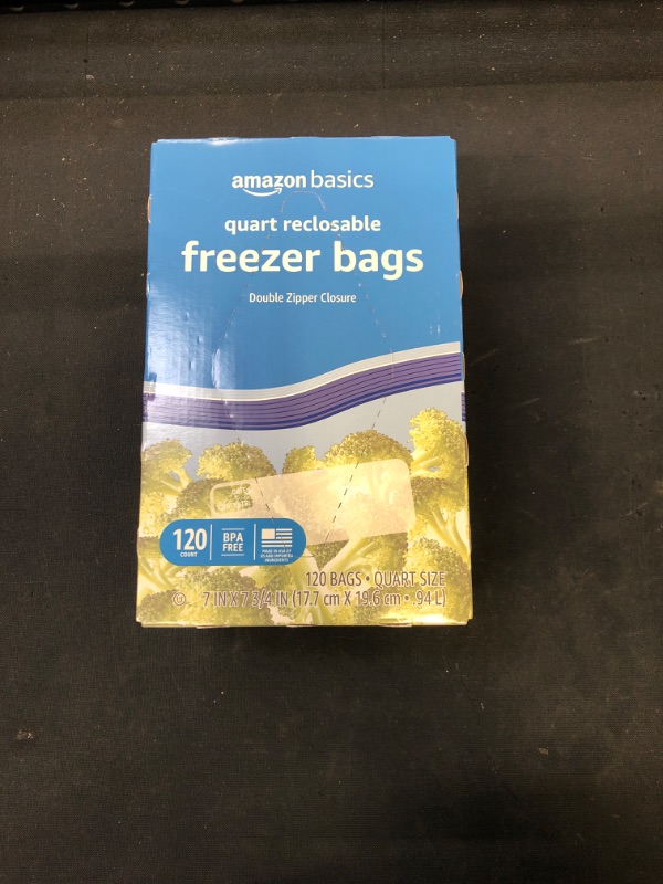Photo 2 of Amazon Basics Freezer Quart Bags, 120 Count