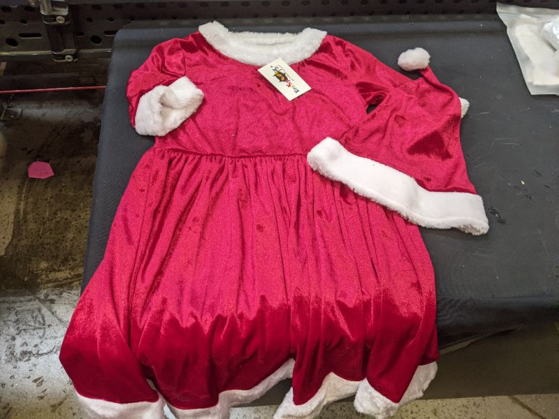 Photo 2 of Girl’s Santa Costume Christmas Dress Kids Red Skirt Velvet Outfit | SIZE M |