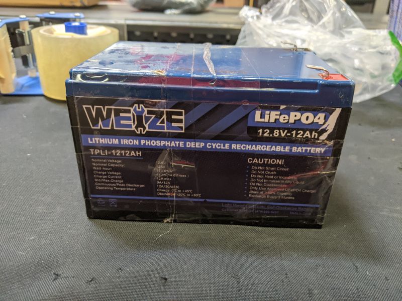 Photo 1 of Weize 12V 12ah LiFePO4 Lithium Battery, 2000+ Deep Cycles, Smart BMS, Perfect for Riding Toys, Home Alarm, Backup UPS, Fire Security Systems, E-Scooters and Emergency Lighting