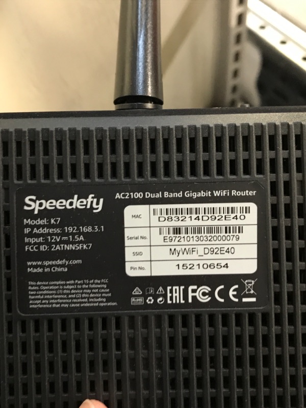 Photo 4 of Speedefy AC2100 Smart WiFi Router - Dual Band Gigabit Wireless Router for Home and Gaming
(unable to test in facilities)