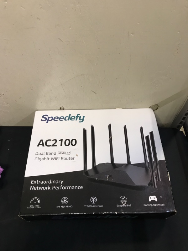 Photo 2 of Speedefy AC2100 Smart WiFi Router - Dual Band Gigabit Wireless Router for Home and Gaming
(unable to test in facilities)