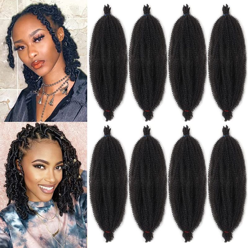 Photo 1 of 16 Inch Pre-Separated Springy Afro Twist Hair For Distressed Soft Locs 8 Packs Spring Twist Hair Natural Black Marley Twist Crochet Braiding Hair Hair Extension For Black Women(10 Strands/Pack,1B#)
