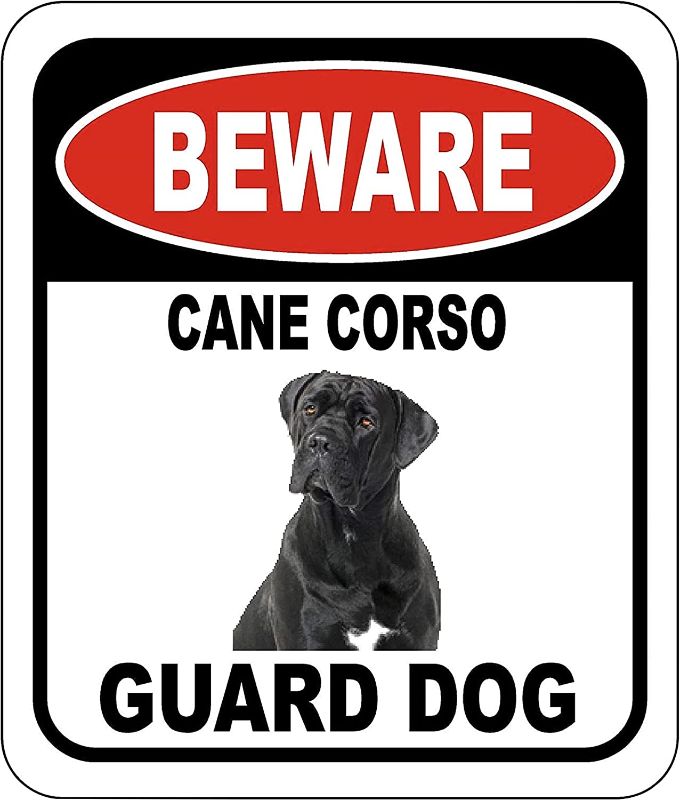 Photo 1 of Beware Cane Corso Guard Dog Outdoor Aluminum Sign - Warning Signs for Home, Dog House Sign Decorations, Animal Warning Signs - Safety Sign for The Home, Indoor Outdoor Metal Signs - 8.5" X 10"
