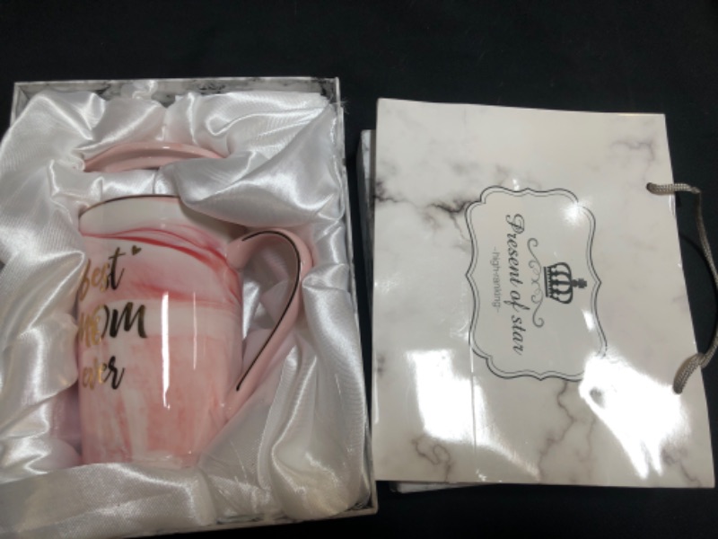 Photo 2 of Best Mom Ever Coffee Mug Mom Mother Gifts Novelty Gifts for Mom from Daughter Son Women Mom Gifts for Mom Mother Printing with Gold 14Oz with Exquisite Box Packing Spoon
