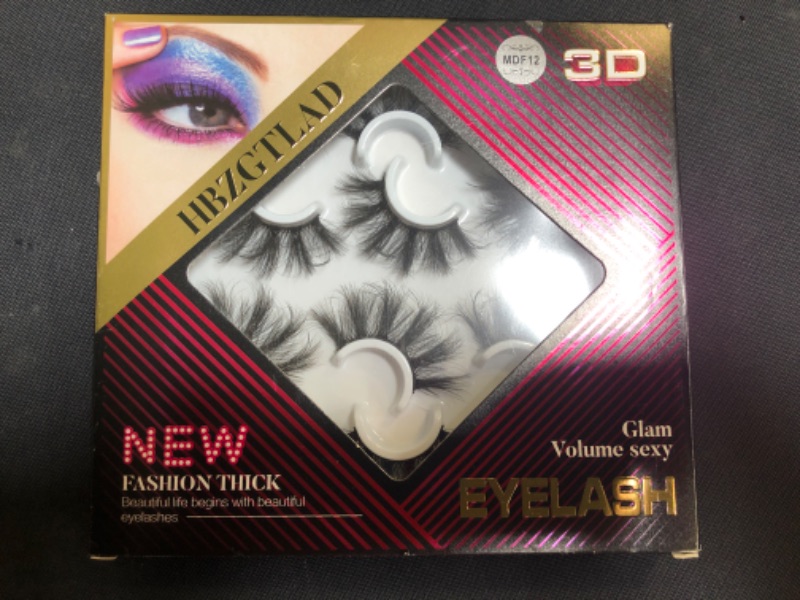 Photo 2 of HBZGTLAD 6 Pairs Fluffy False Eyelashes Natural Faux Mink Strip 3D Lashes Pack (MDF-12)